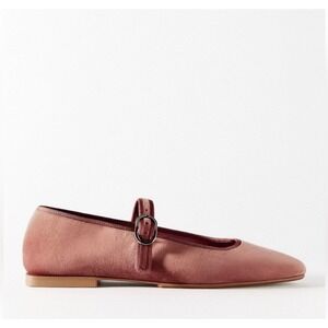 NWT Zara sz 10 Velvet Dusty Rose Mary Jane Flat Sqaure Toe Buckle Preppy Minimal